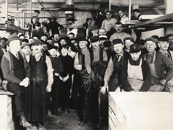 3/14The tobacco industry in New Milford employed up to 500 people in the early 1900s, like these workers from the Hungerford Tobacco warehouse. At one time, a dozen warehouses in town were responsible for packing the highly prized, locally grown leaves for shipment to American cities and Europe.